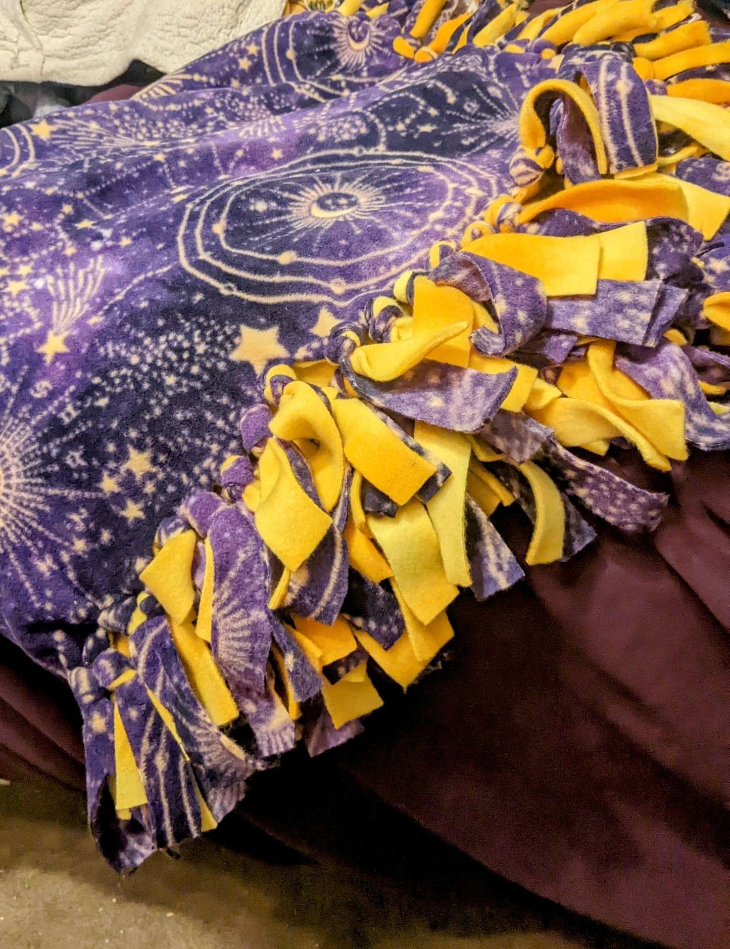 Celestial two layer fleece tie blanket