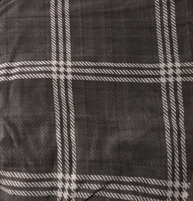 Black and grey plaid two sided fleece tie blanket