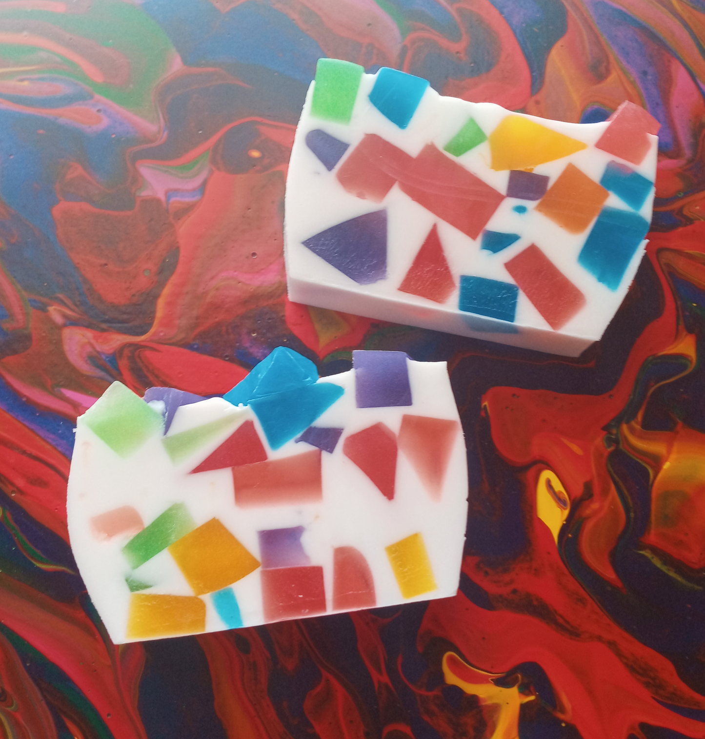 Rainbow confetti soap bar