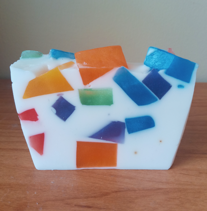 Rainbow confetti soap bar